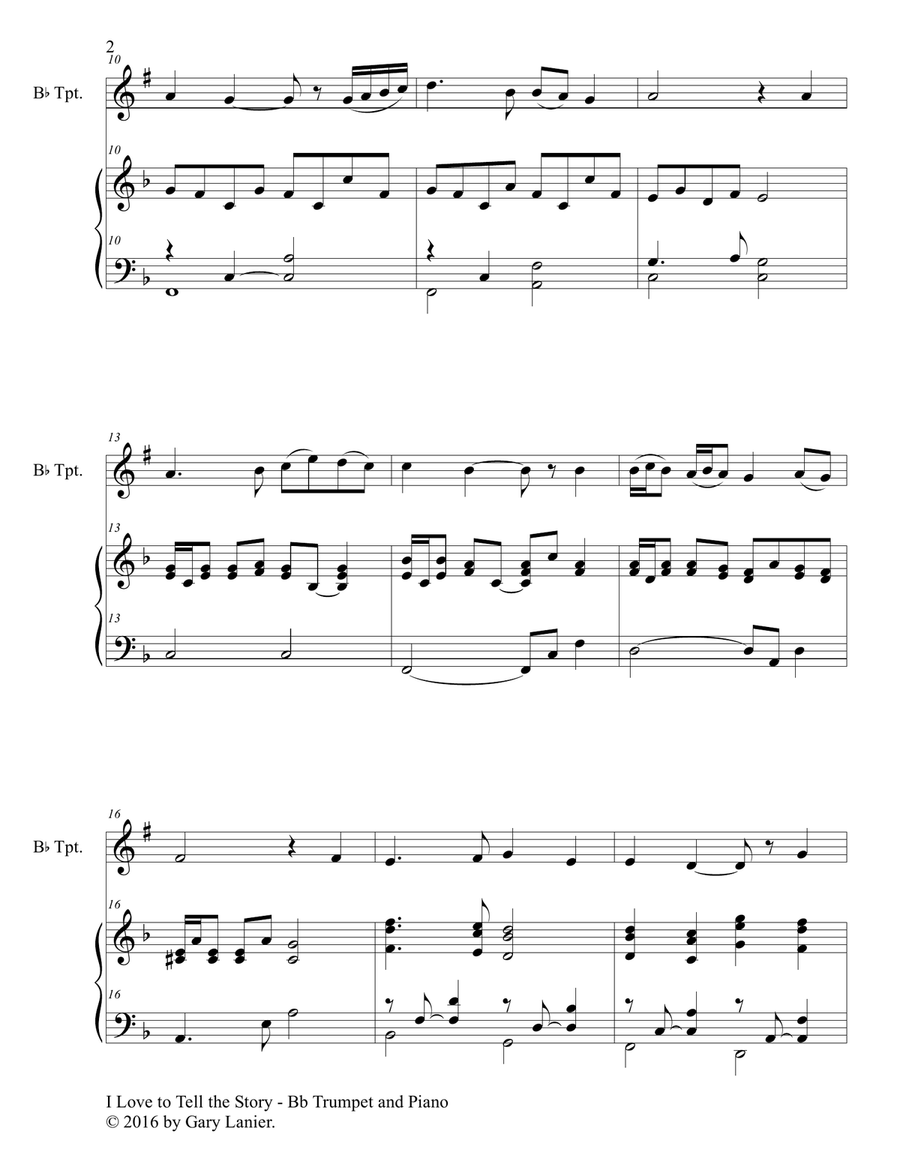 Gary Lanier: 3 BEAUTIFUL HYMNS, Set V (Duets for Bb Trumpet & Piano) Trumpet Duet scores gallery preview page 3