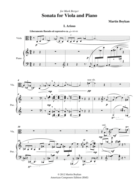 [Boykan] Sonata for Viola and Piano