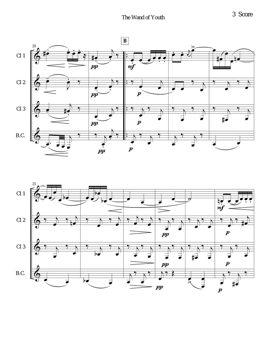 Wand of Youth Selections for clarinet quartet Clarinet Quartet scores gallery preview page 3