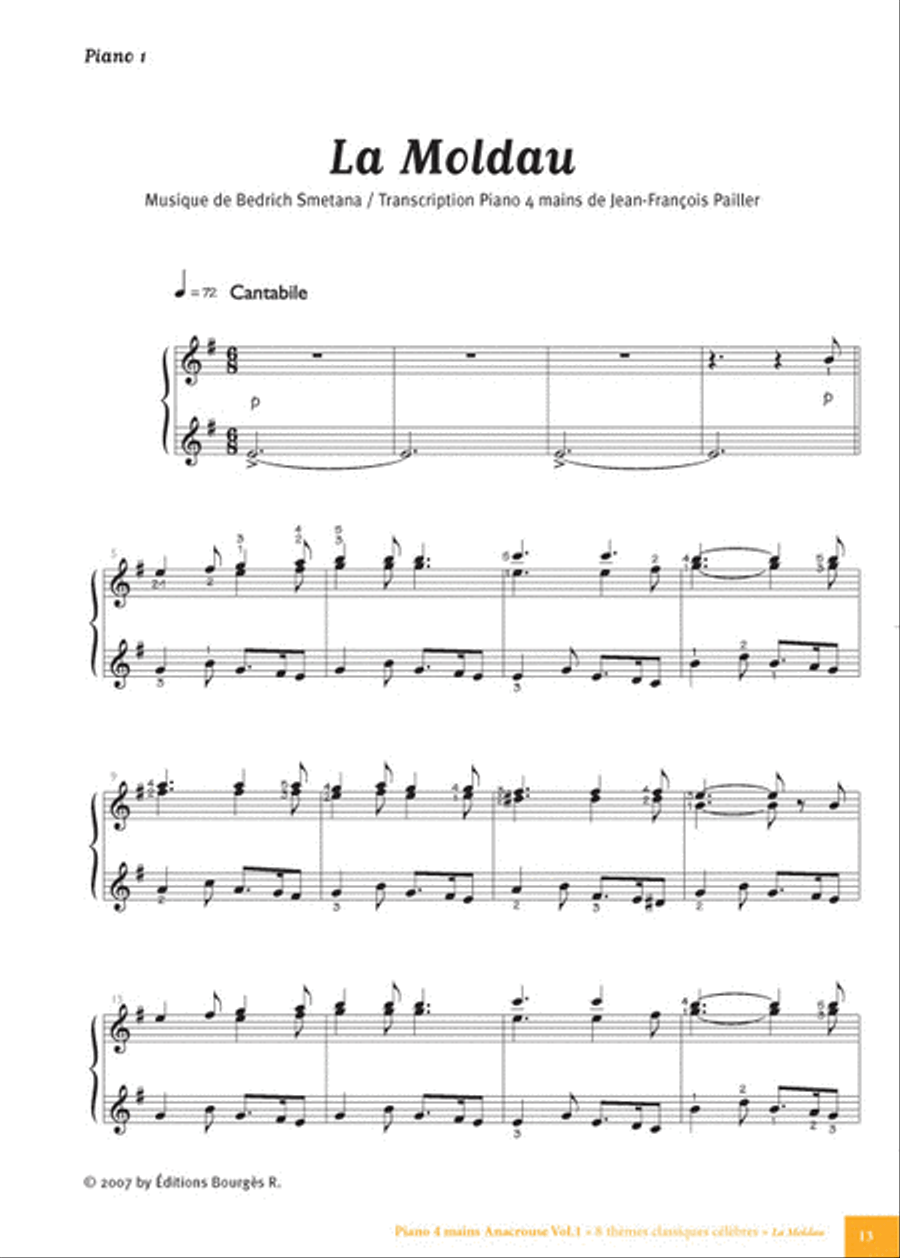 8 Thèmes classiques célèbres pour Piano 4 Mains / Anacrouse Vol.1+ 2 Cds Piano Duet scores gallery preview page 5