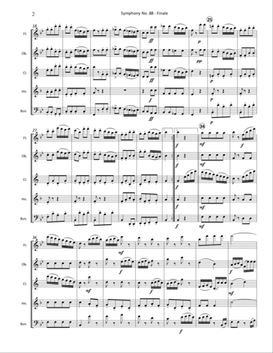 Symphony No. 88 Finale (4th Movement) for Woodwind Quintet Woodwind Quintet scores gallery preview page 3