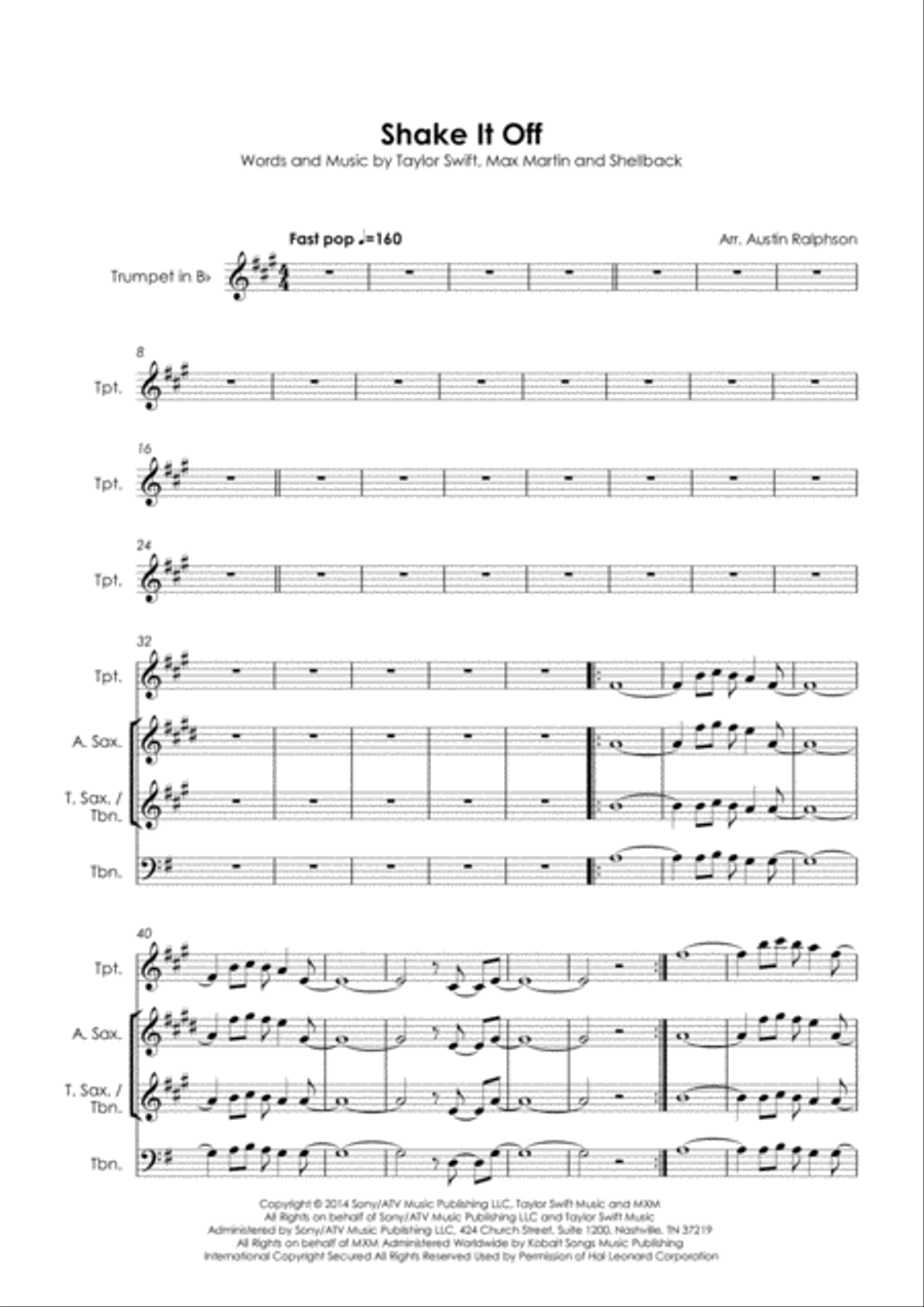 Shake It Off Shake It Off Tenor Saxophone scores gallery preview page 3