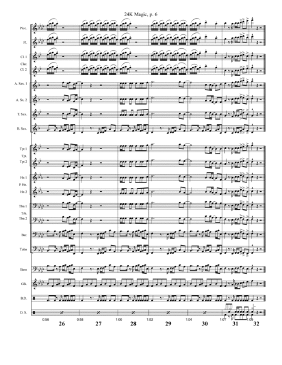 24k Magic Marching Band scores gallery preview page 6