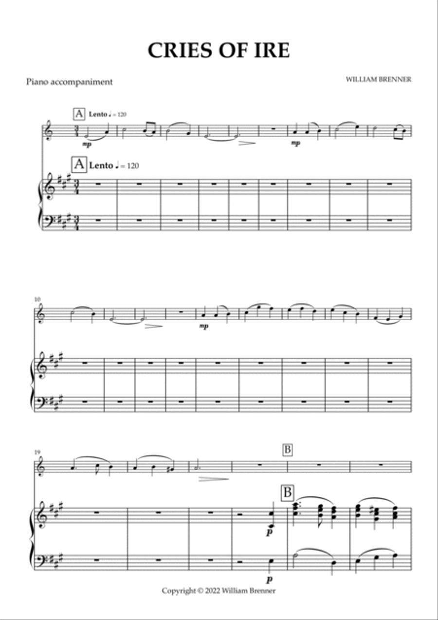 Cries of Ire Clarinet Solo scores gallery preview page 2