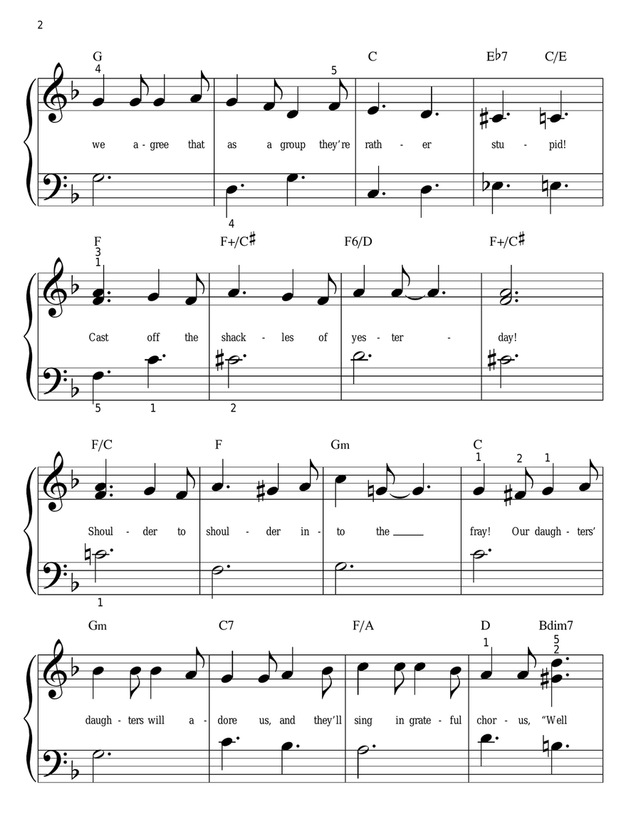 Sister Suffragette Easy Piano scores gallery preview page 2