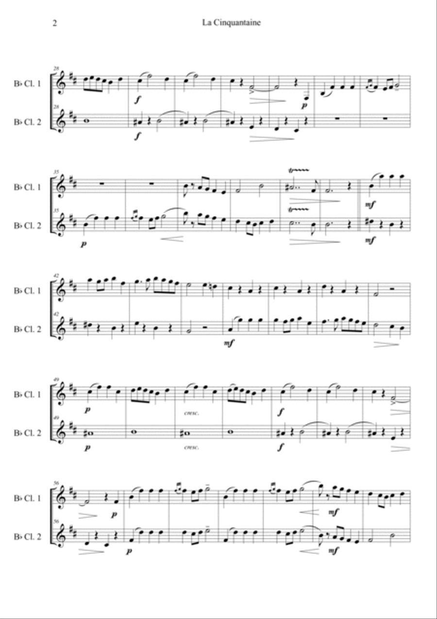 La Cinquantaine Clarinet Duet scores gallery preview page 2
