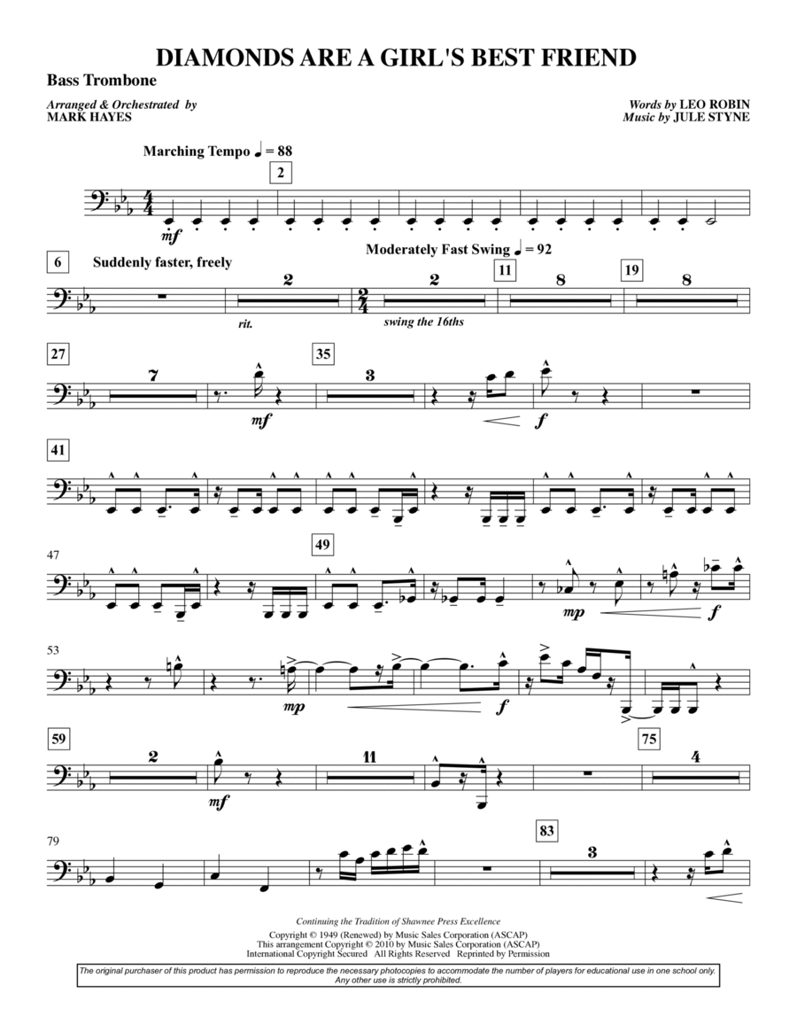 Diamonds Are A Girl's Best Friend - Bass Trombone Choir scores gallery preview page 1