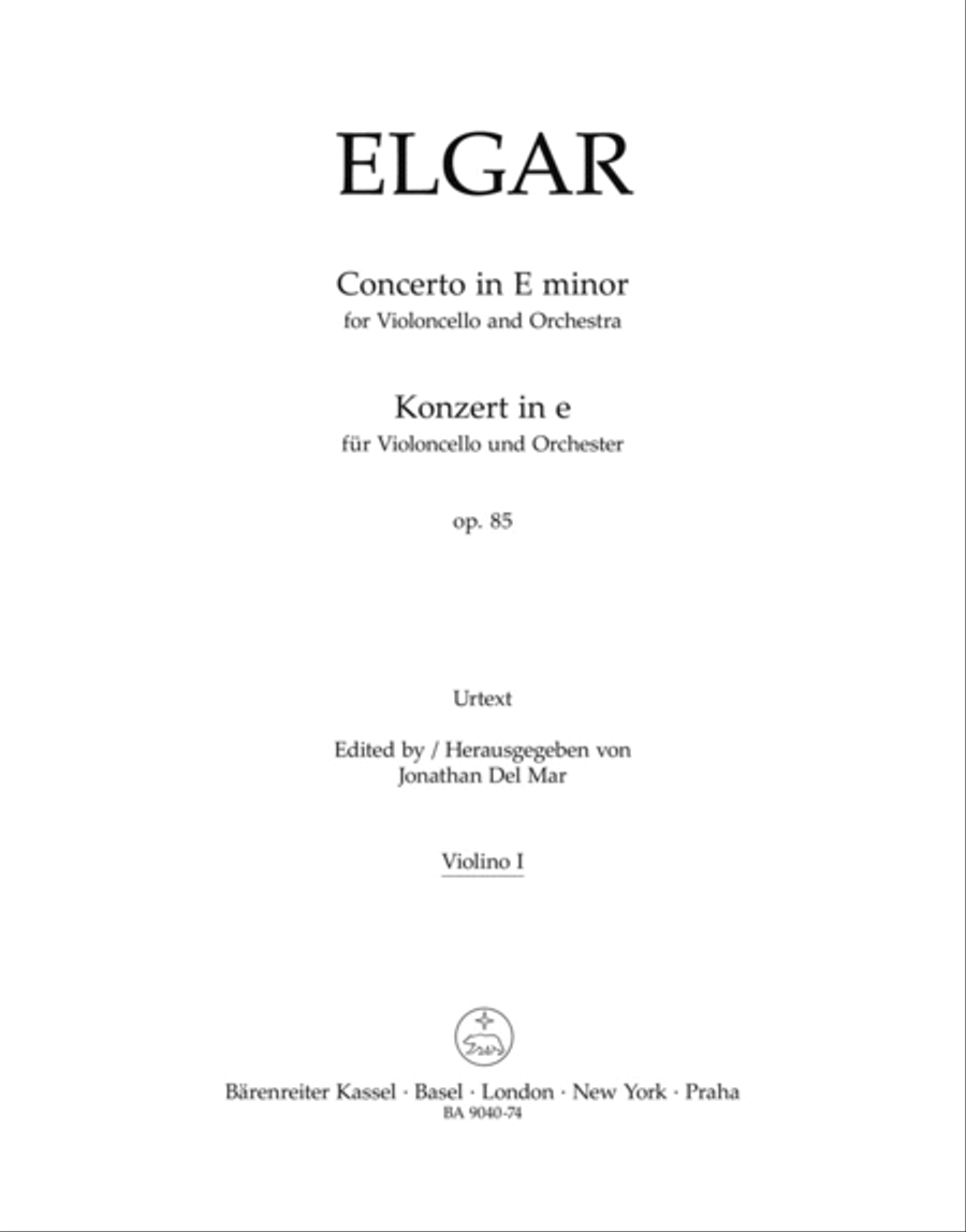 Concerto for Violoncello and Orchestra in E minor, op. 85 Violin scores gallery preview page 1