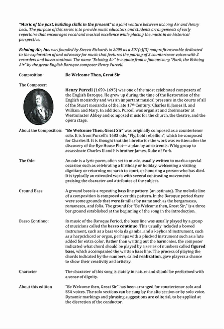 Be Welcome Then, Great Sir SSA scores gallery preview page 2