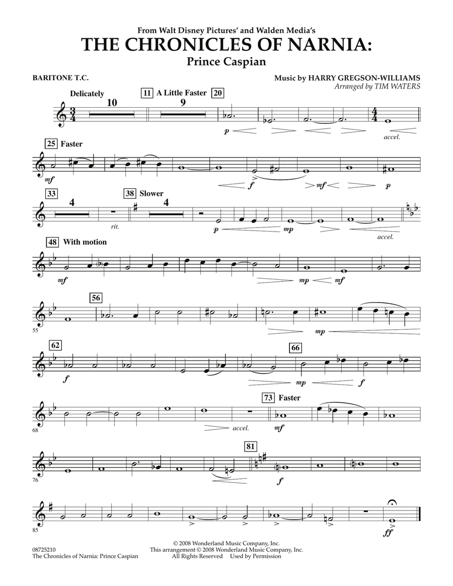 The Chronicles Of Narnia: Prince Caspian - Baritone T.C. Concert Band scores gallery preview page 1