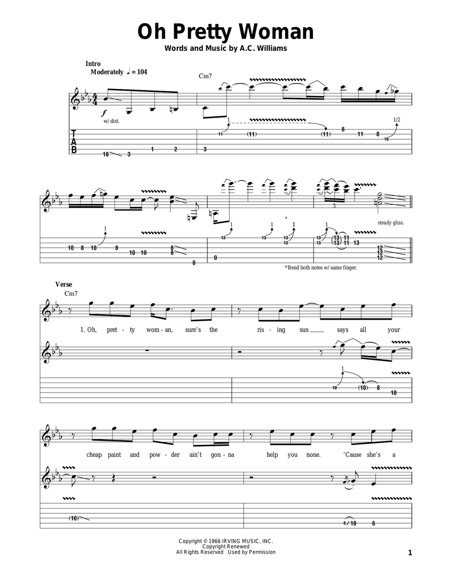 Oh Pretty Woman Oh Pretty Woman Acoustic Guitar scores gallery preview page 1