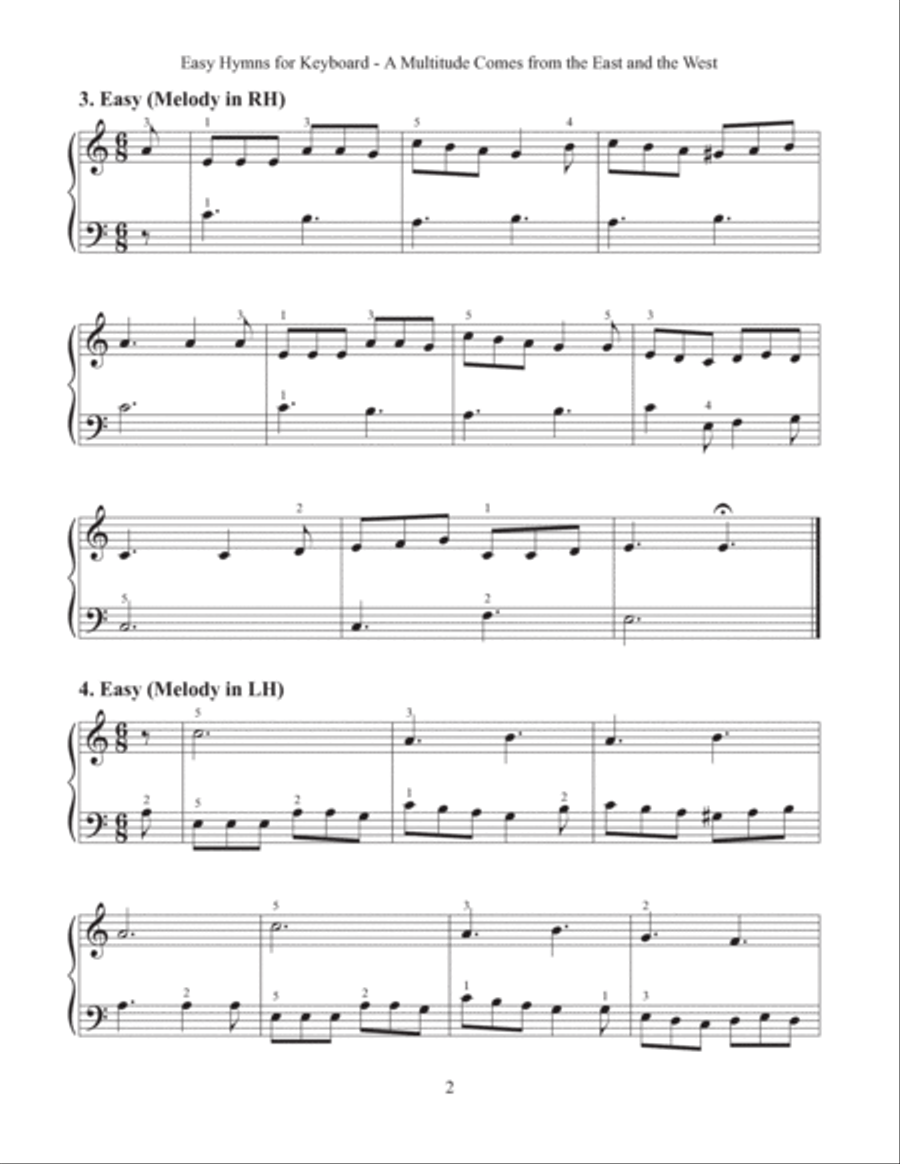 A Multitude Comes from the East and the West (Easy Hymns for Keyboard) Piano Method scores gallery preview page 4