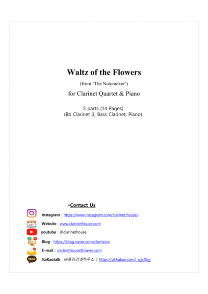 Waltz of the Flowers from ‘The Nutcracker’ for Clarinet Quartet & Piano image number null