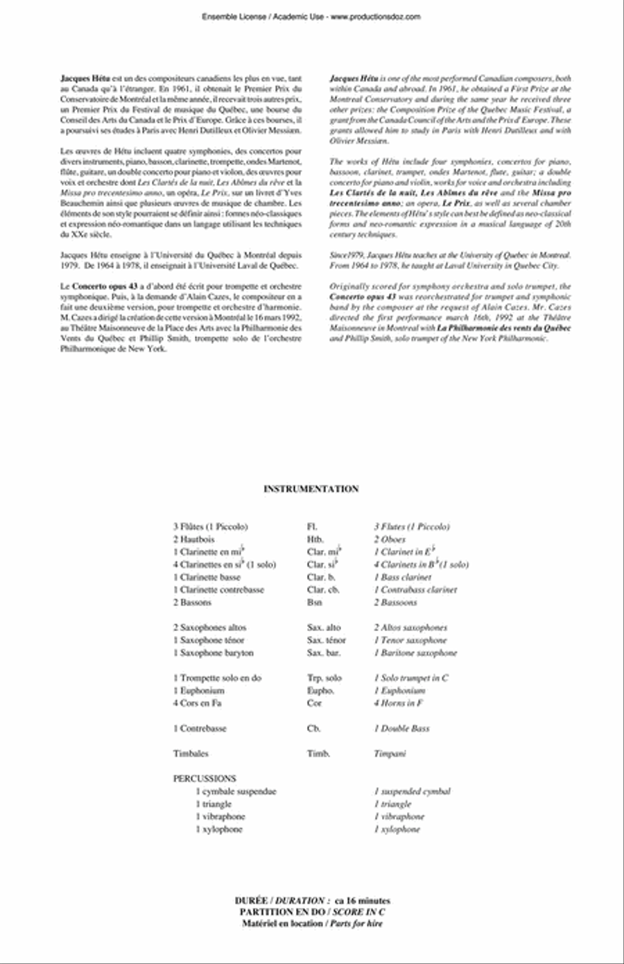 Concerto for trumpet op. 43A (Symphonic band, score) Concert Band scores gallery preview page 2