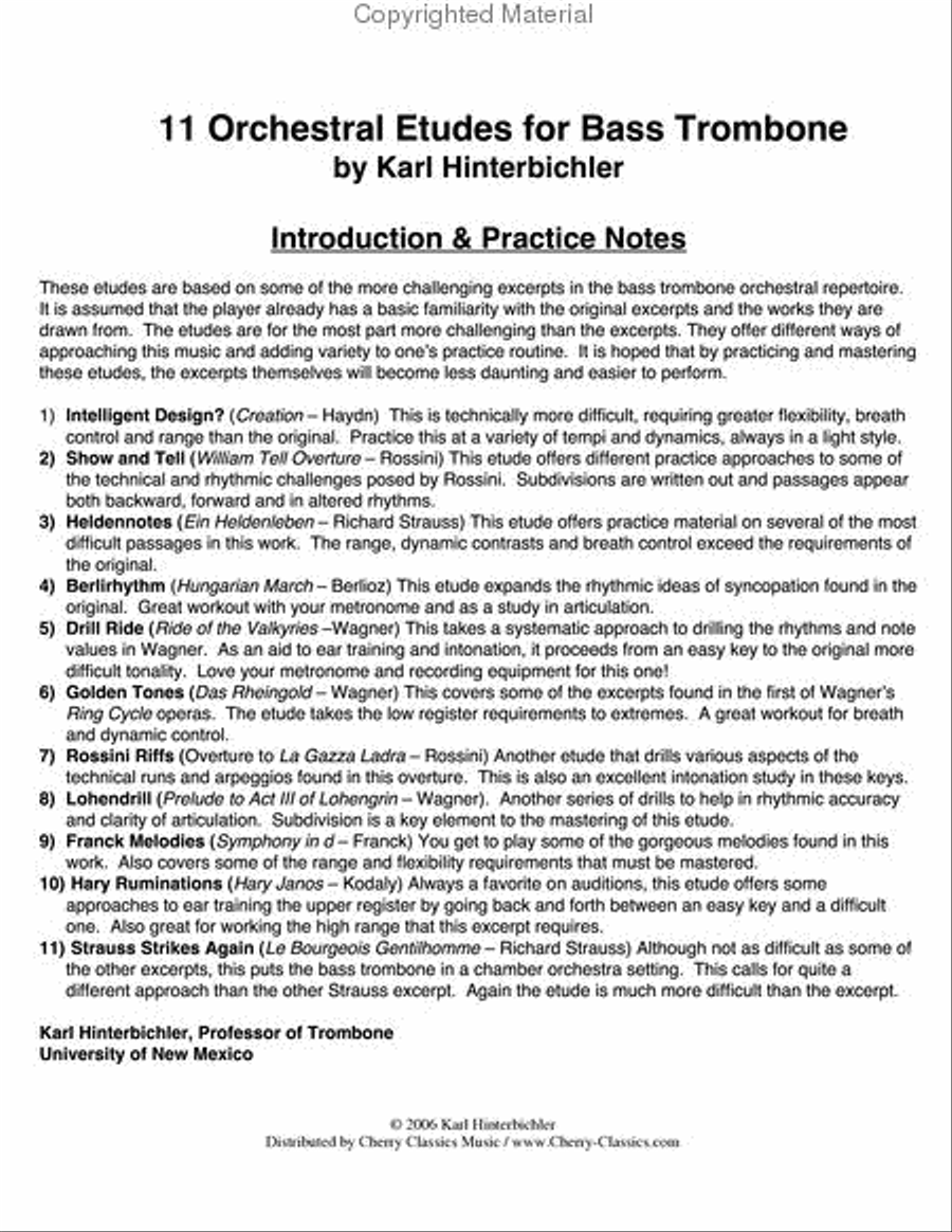 11 Orchestral Etudes for Bass Trombone Bass Trombone scores gallery preview page 2