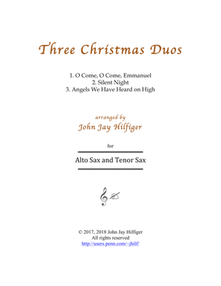 Book cover for Three Christmas Duos for Alto Sax and Tenor Sax