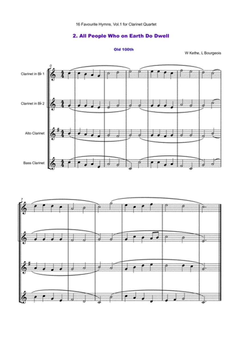 16 Favourite Hymns Vol.1 for Clarinet Quartet