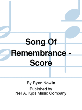 Book cover for Song Of Remembrance - Score