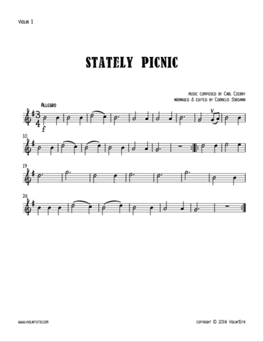 C. CZERNY : Stately Picnic, an easy string quartet String Quartet scores gallery preview page 3