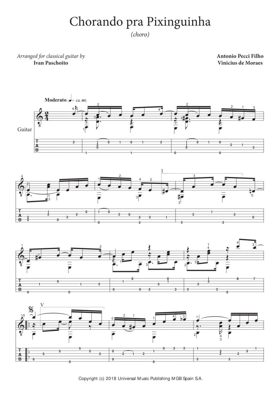 Chorando Pra Pixinguinha Guitar Tablature scores gallery preview page 1