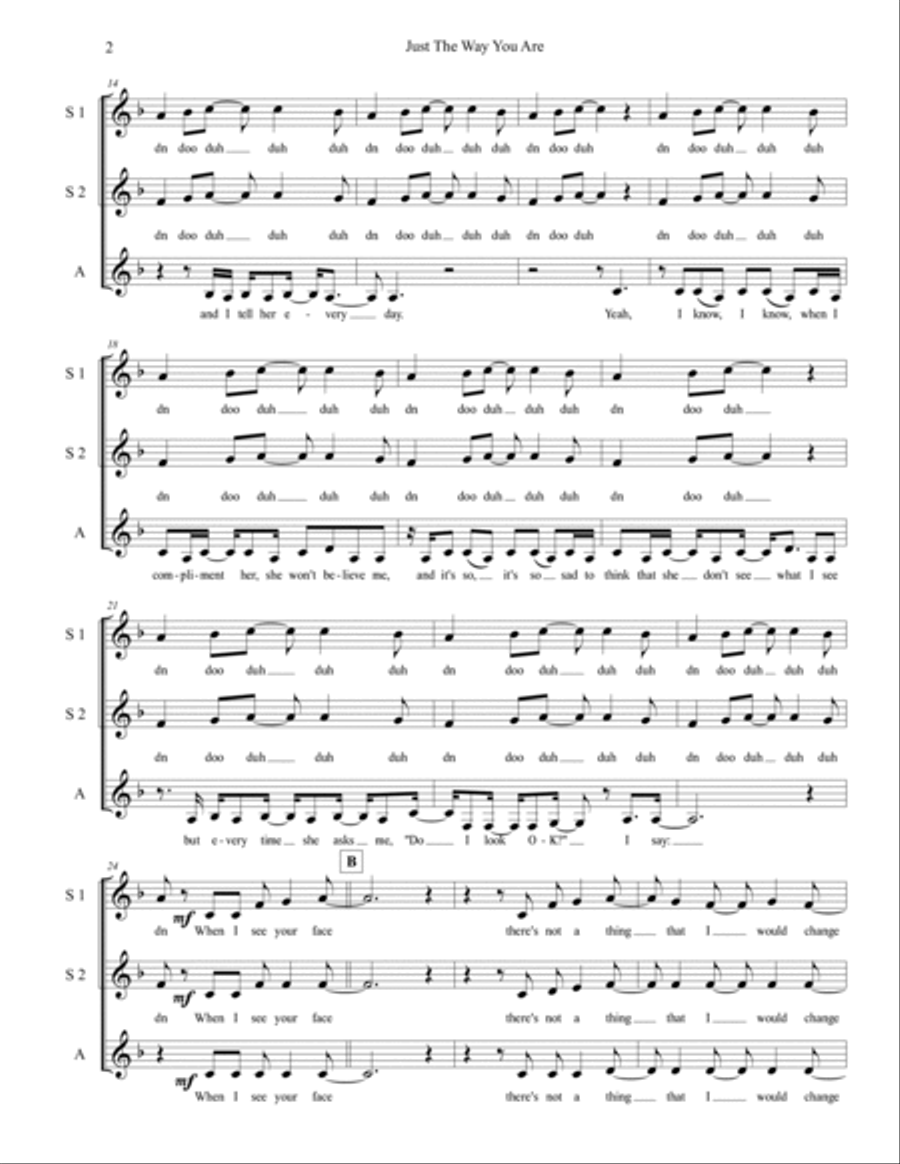 Just The Way You Are SSA scores gallery preview page 2