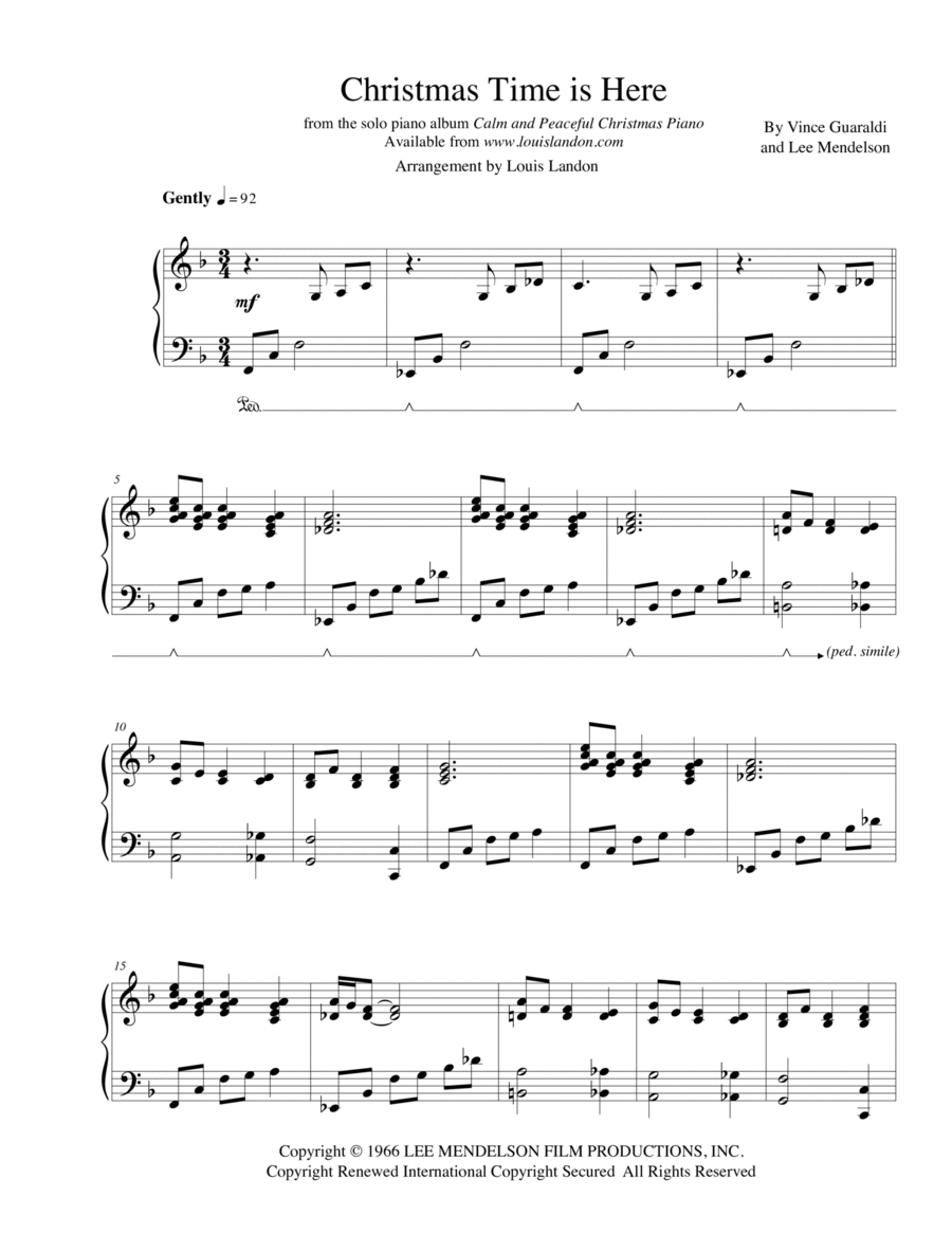 Christmas Time Is Here Piano Solo scores gallery preview page 1