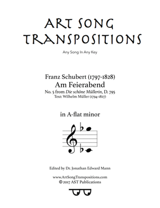 SCHUBERT: Am Feierabend, D. 795 no. 5 (transposed to A-flat minor)