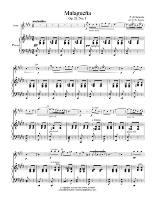 Malaguena Op. 21 No. 1 for guitar and piano