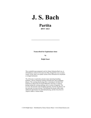 Book cover for Partita BWV 1013 for Euphonium Alone