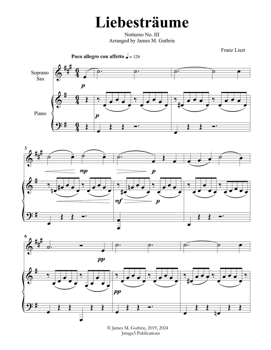 Liszt: Liebestraume for Soprano Sax & Piano