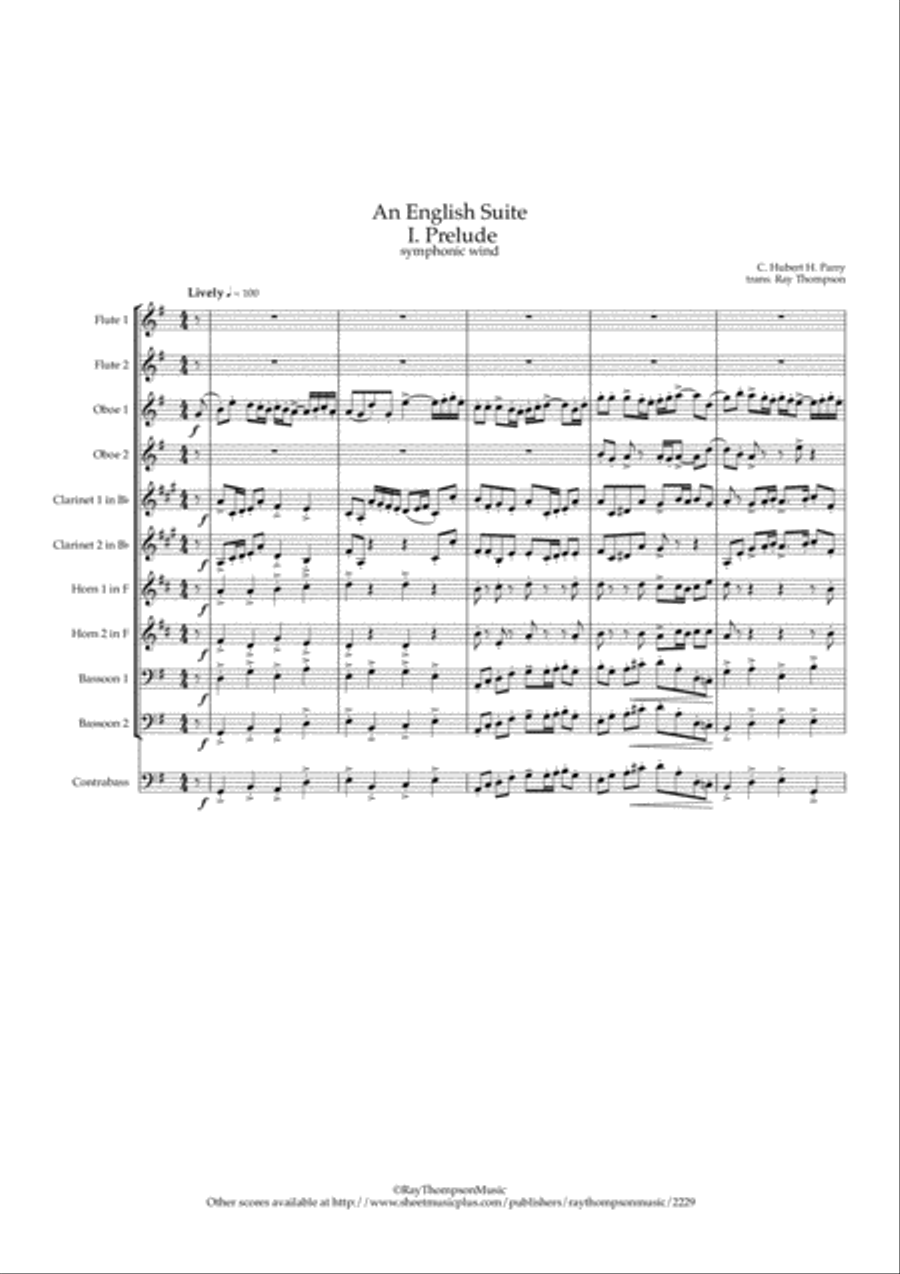 Parry: An English Suite (complete) - symphonic wind Woodwind Quintet scores gallery preview page 2