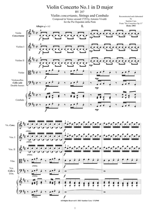 Vivaldi - Violin Concerto No.1 in D major RV 207 Op.11 for Violin, Strings and Cembalo