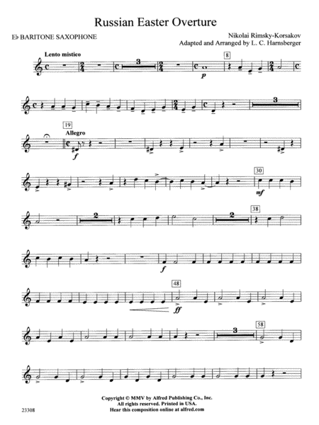Russian Easter Overture: E-flat Baritone Saxophone
