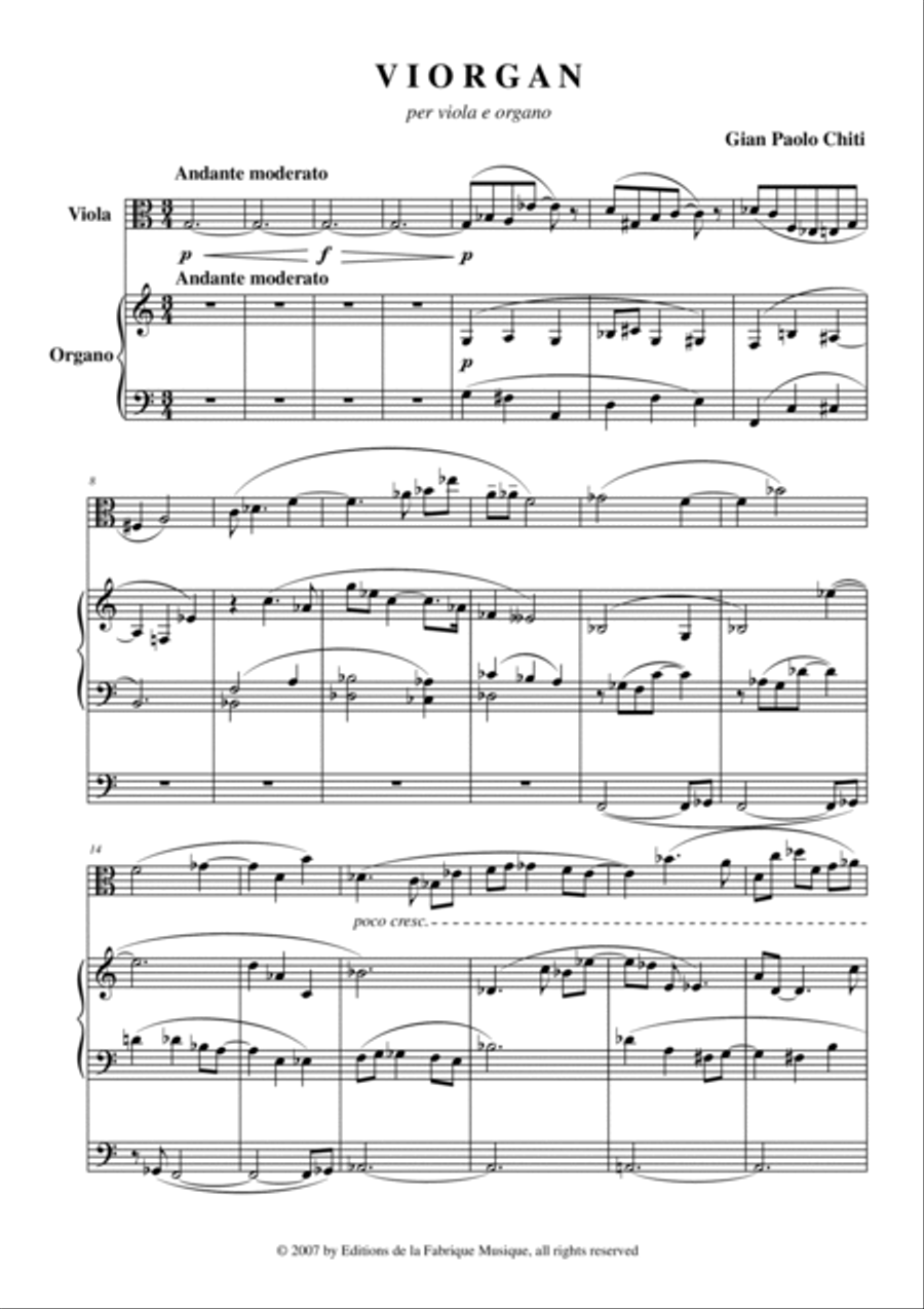 Gian Paolo Chiti: Viorgan for viola and organ String Duet scores gallery preview page 2