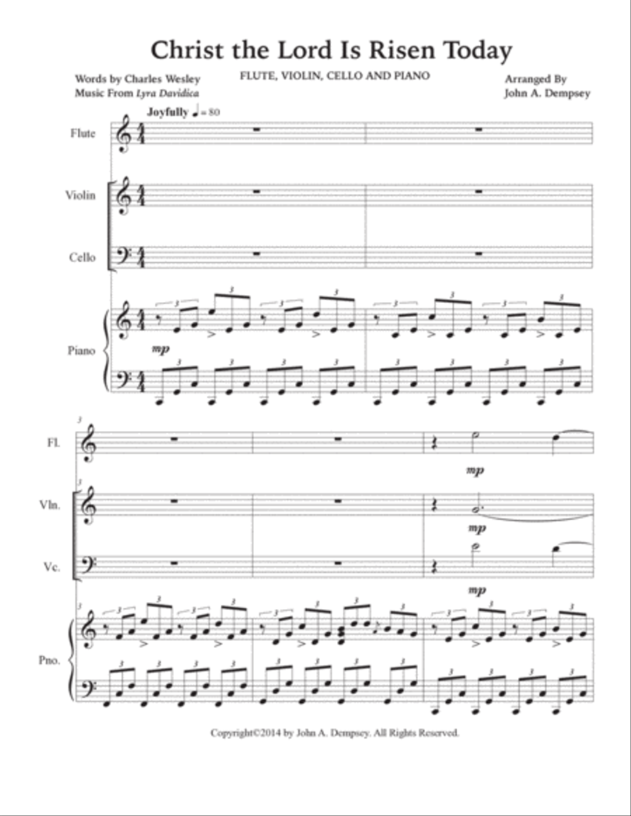 Christ the Lord is Risen Today (Quartet for Flute, Violin, Cello and Piano) image number null