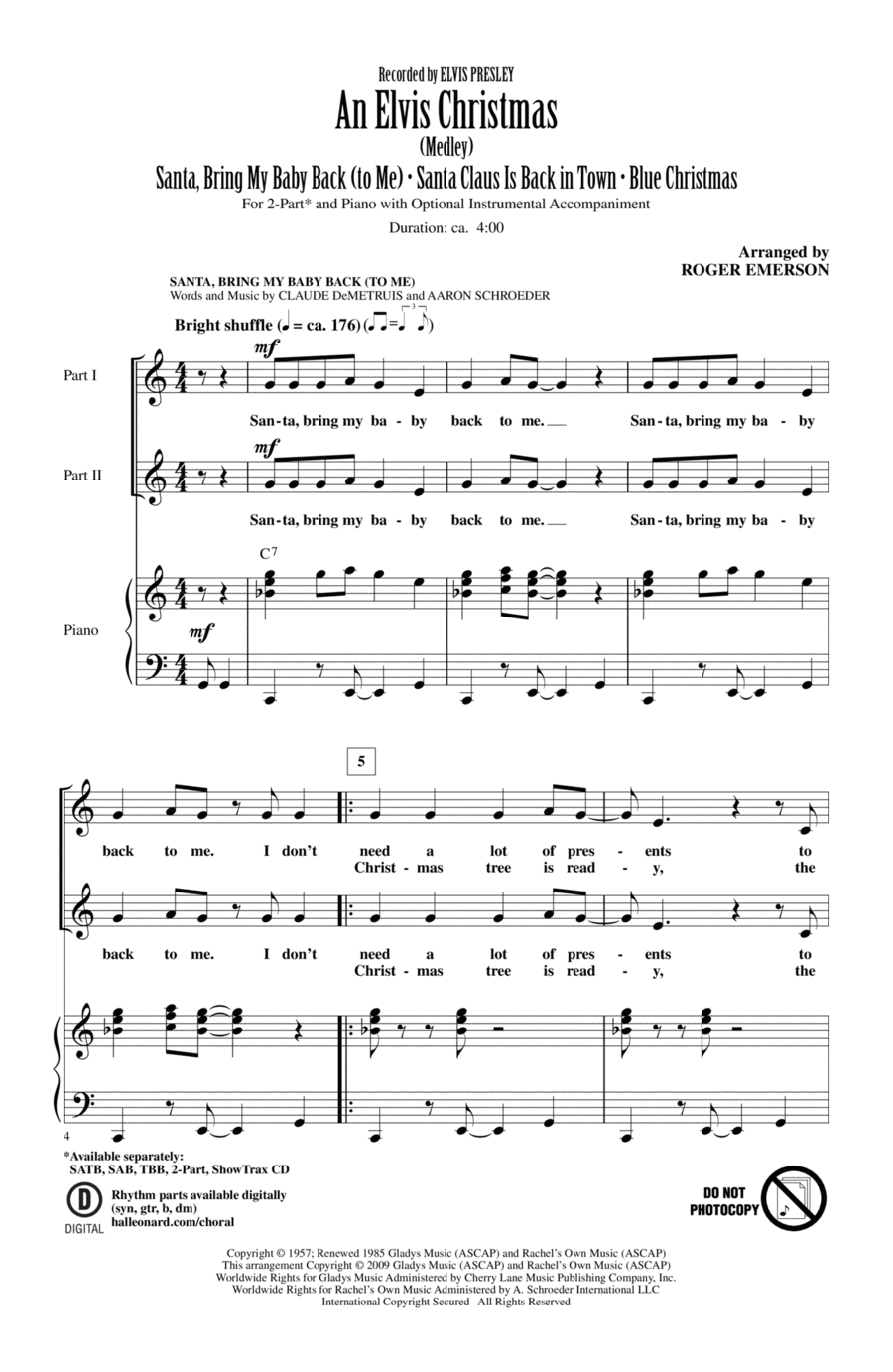An Elvis Christmas 2-Part scores gallery preview page 1