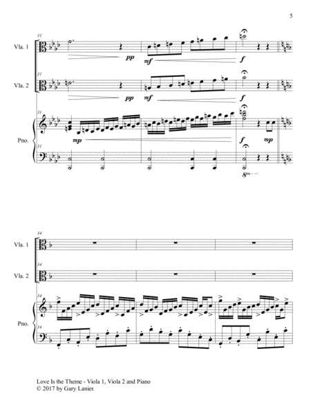 LOVE IS THE THEME (Trio – Viola 1, Viola 2 & Piano with Score/Parts) image number null