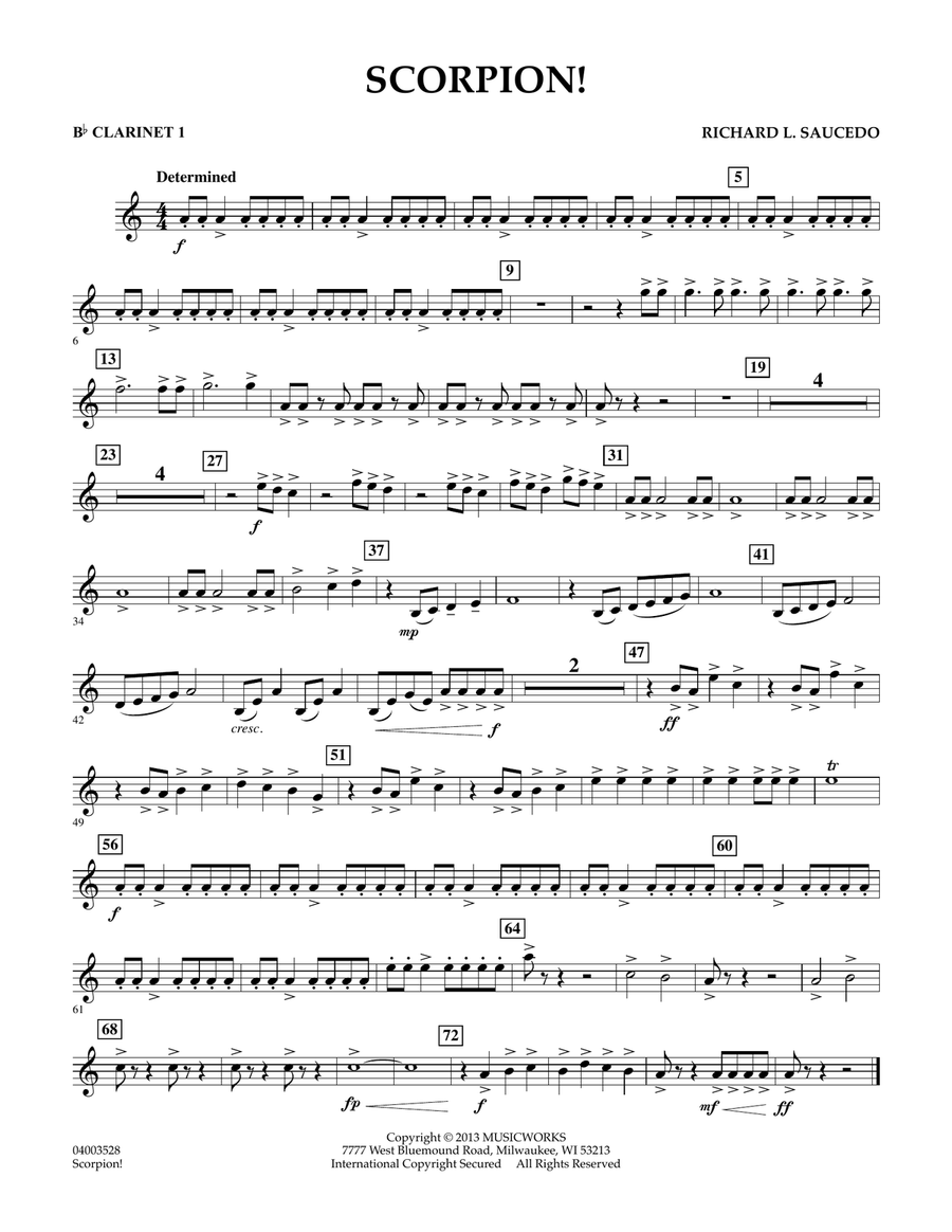 Scorpion! - Bb Clarinet 1 Concert Band scores gallery preview page 1