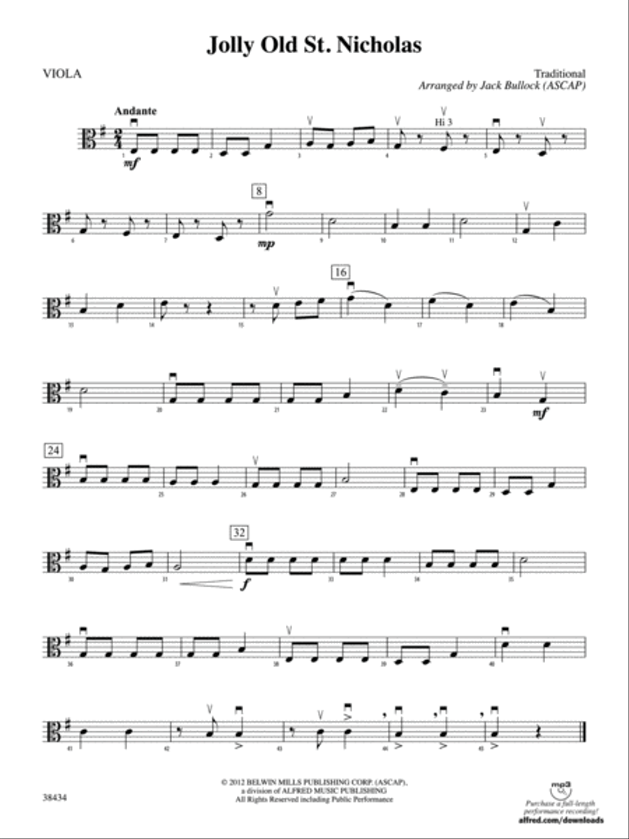 Jolly Old St. Nicholas: Viola String Orchestra scores gallery preview page 1