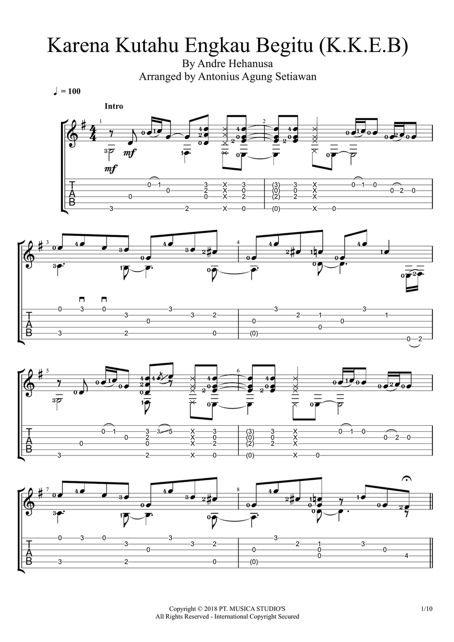Karena Kutahu Engkau Begitu (kkeb) Guitar Ensemble scores gallery preview page 1