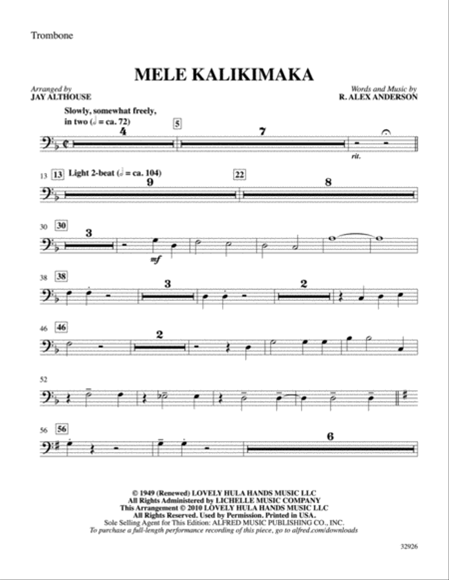 Mele Kalikimaka: 1st Trombone Part scores gallery preview page 1