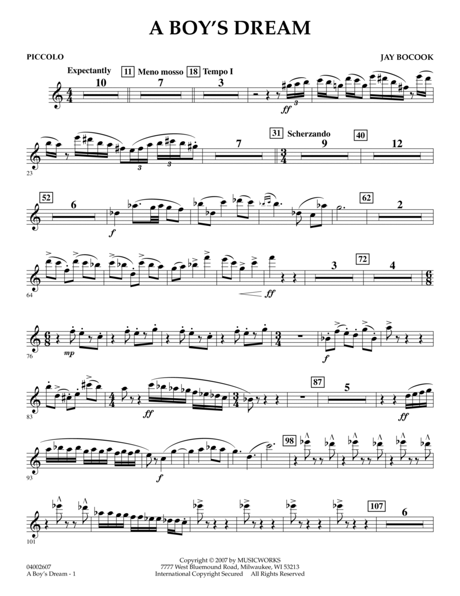 A Boy's Dream - Piccolo Concert Band scores gallery preview page 1