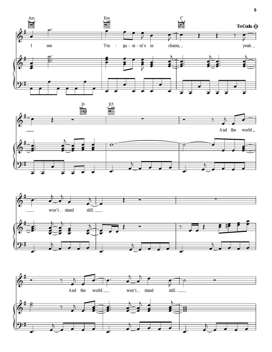 Truganini Piano, Vocal, Guitar scores gallery preview page 5