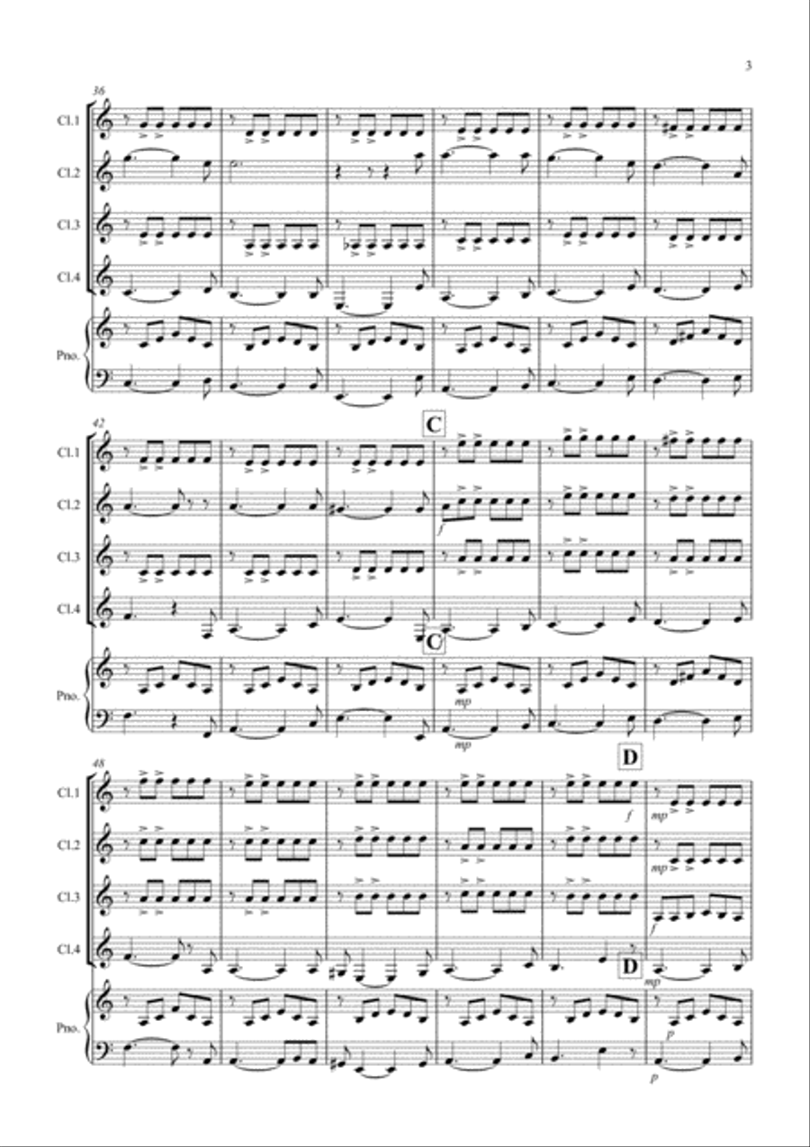 The House of the Rising Sun for Clarinet Quartet Clarinet Quartet scores gallery preview page 3