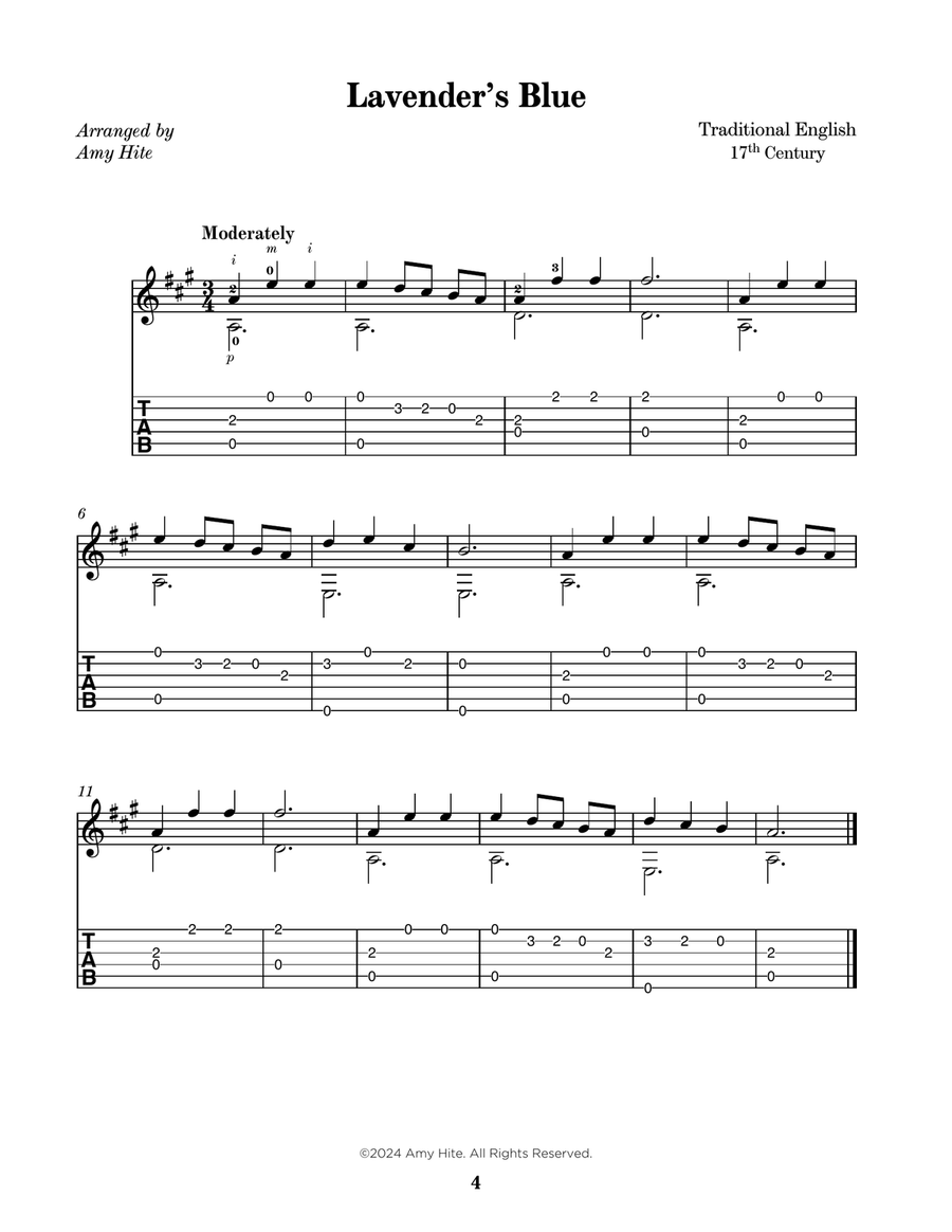 Folk Music for Easy Classical Guitar (Notation & Tablature) Acoustic Guitar scores gallery preview page 5