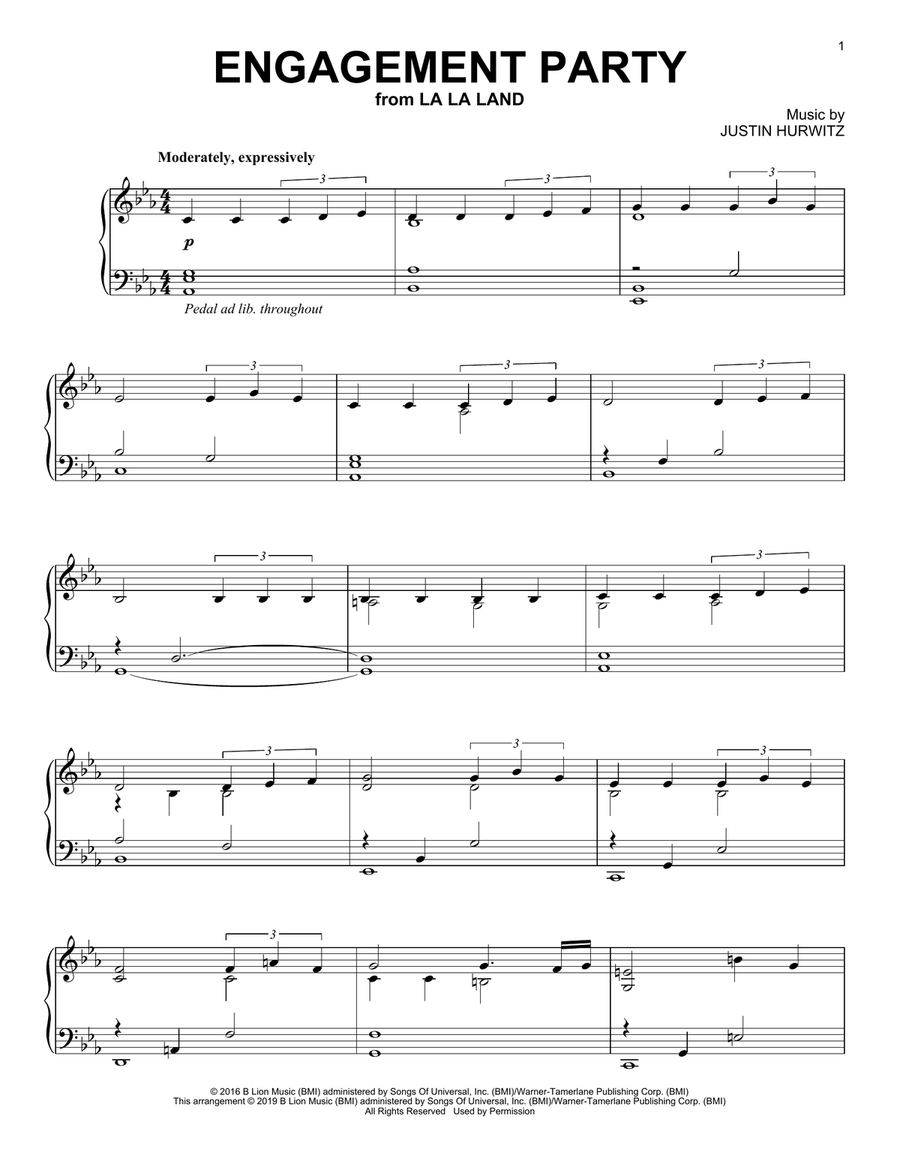 Engagement Party (from La La Land) Piano Solo scores gallery preview page 1