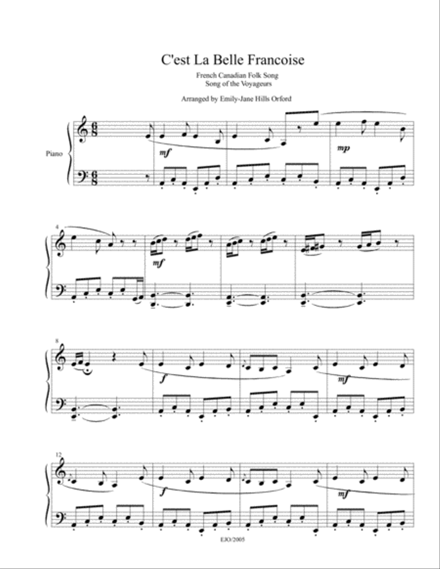 C'est La Belle Francoise C'est La Belle Francoise Piano Solo scores gallery preview page 1
