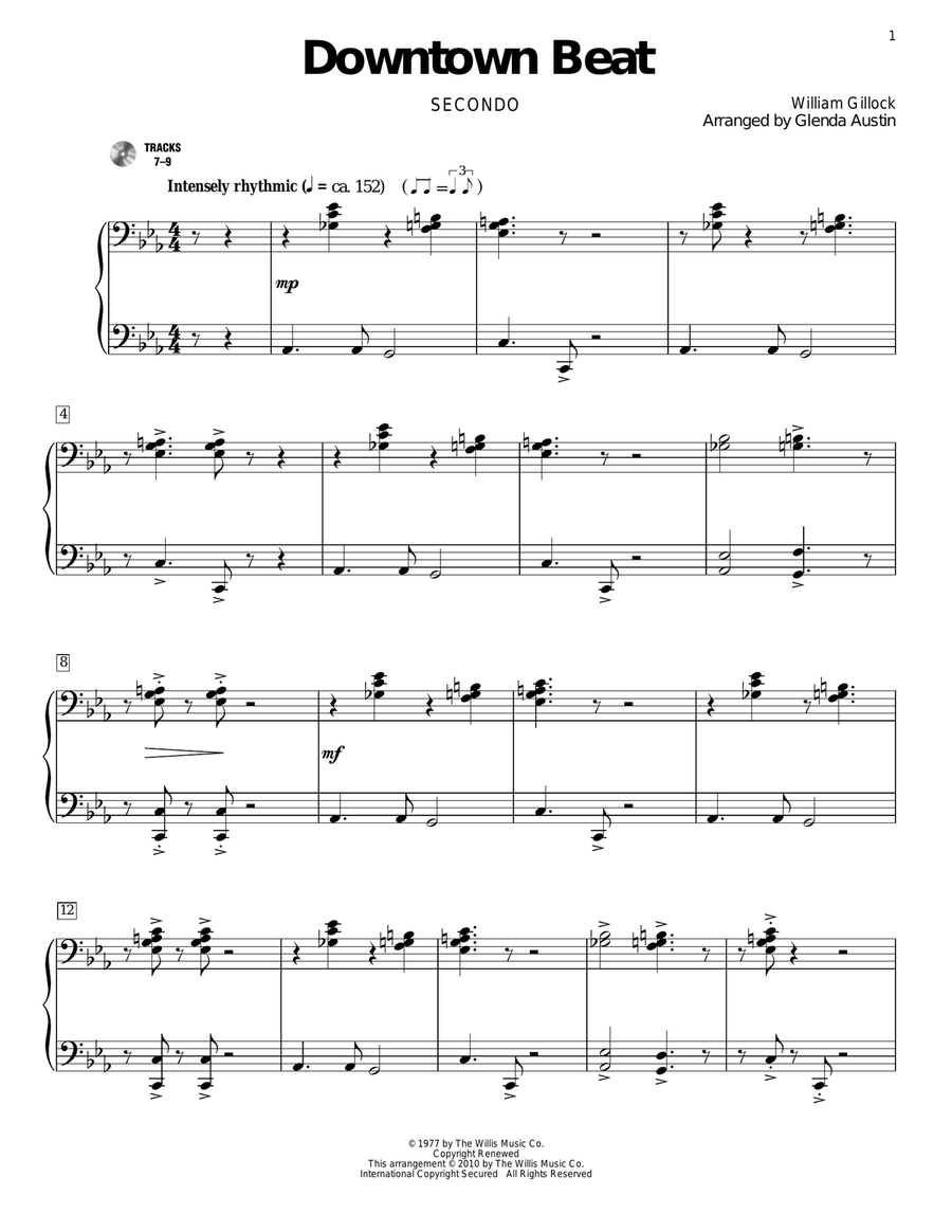 Downtown Beat Downtown Beat Piano Duet scores gallery preview page 1