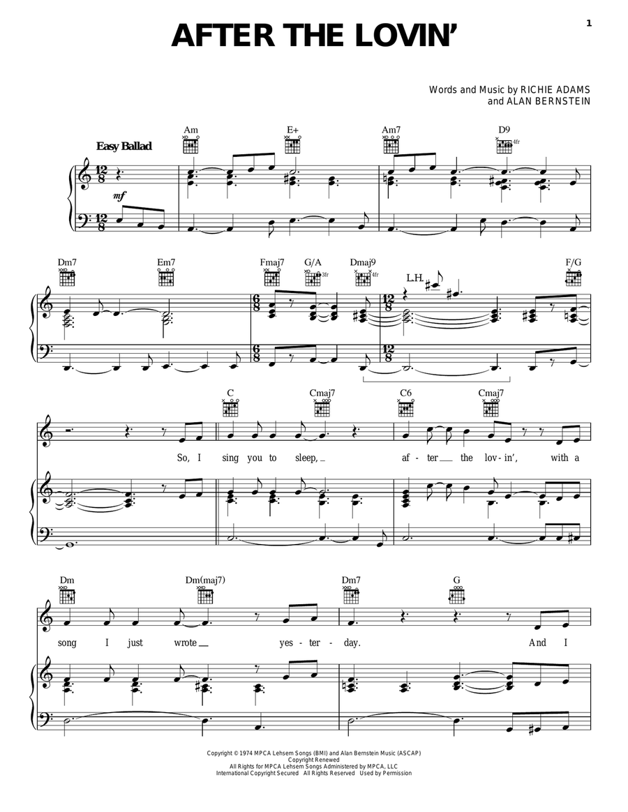 After The Lovin' Piano, Vocal, Guitar scores gallery preview page 1