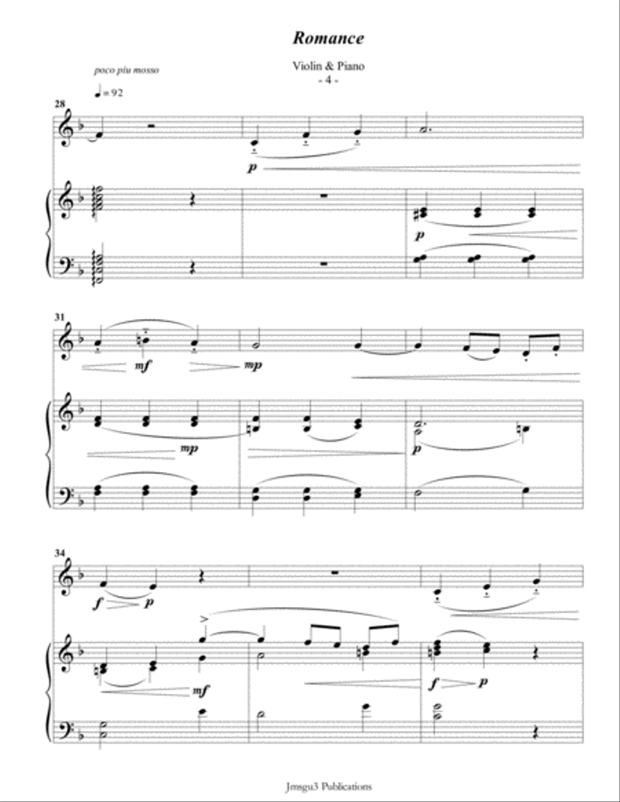 Saint-Saens: Romance for Violin & Piano Violin Solo scores gallery preview page 4